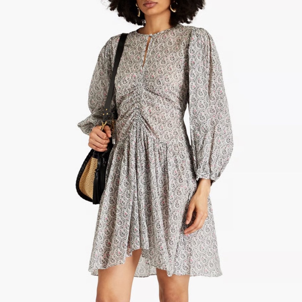 Isabel Marant Gray Paisley Long Sleeve Dress